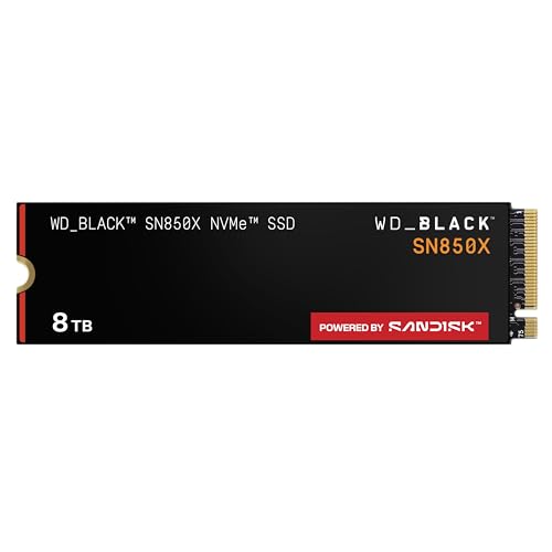 WD_BLACK SN850X NVMe SSD 8 TB interne SSD (Gaming Speicher, PCIe Gen4-Technologie, Lesen 7.200 MB/s, Schreiben 6.600 MB/s) Schwarz